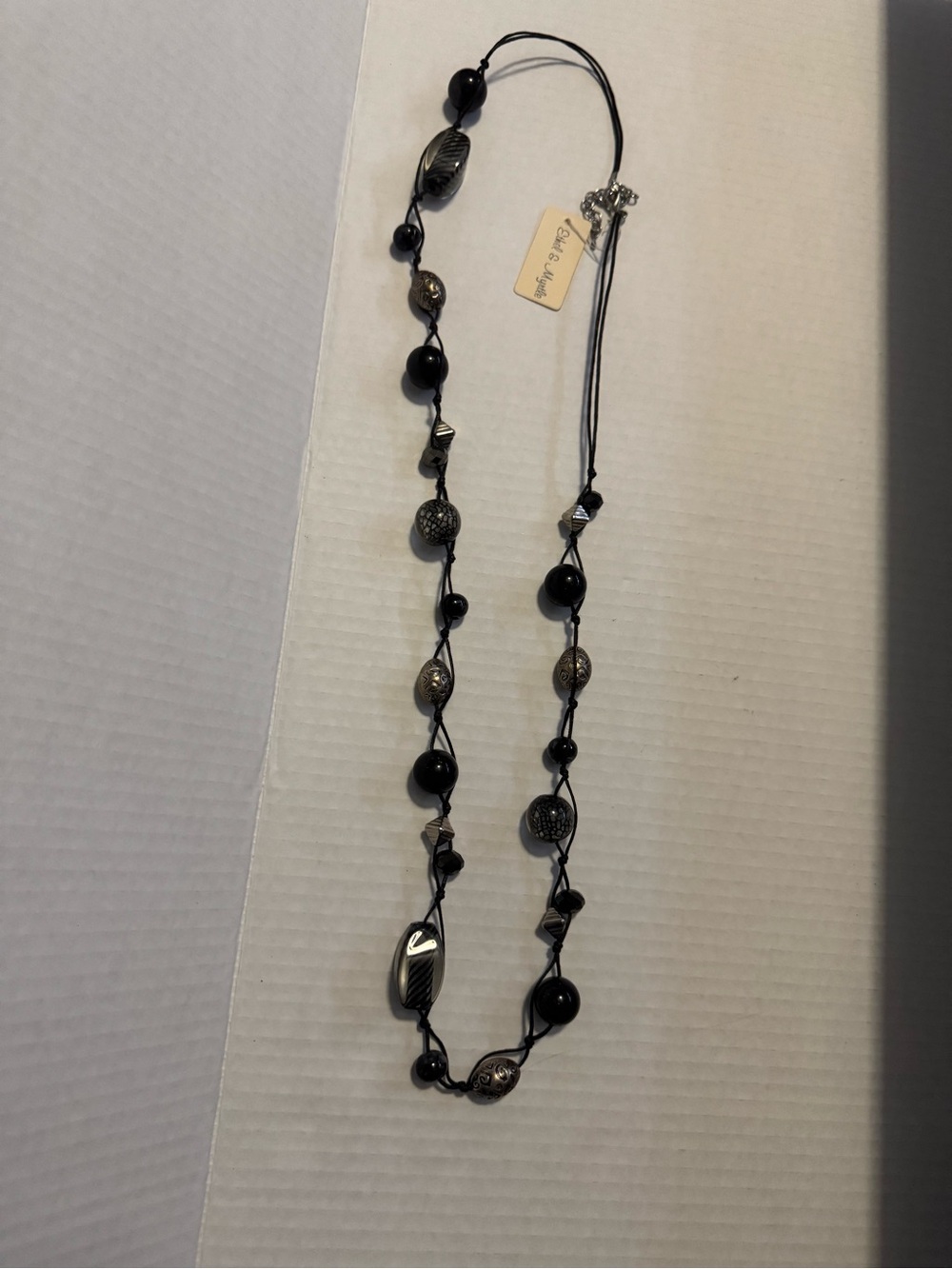 Black Bead & Cord Women's Necklace - Unbranded